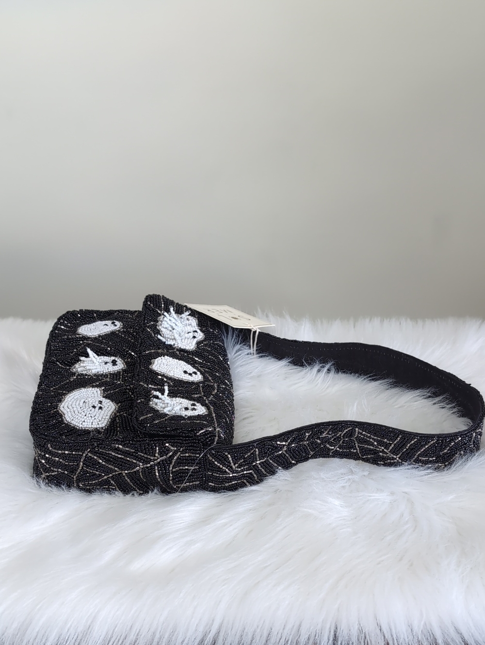 SOL and MER Halloween Ghost Motif Beaded Shoulder Bag w/ Spiderweb Design πΈοΈπ» - Picture 10 of 16